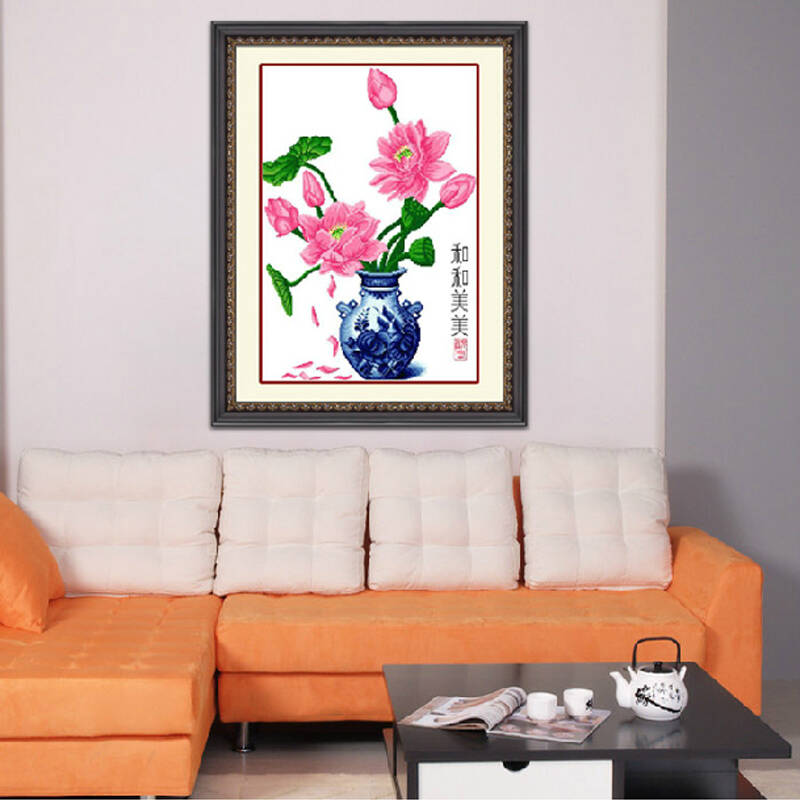 恋美jm花卉成品十字绣 和和美美 时尚室内装饰挂画