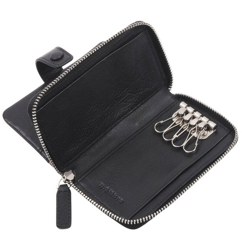 thelebre希伯莱 男士商务时尚黑色牛皮钥匙卡包yn2505