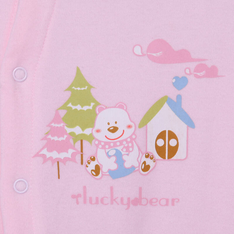 乐禧来 婴儿衣服 高级精梳棉无接缝圆领斜开连体衣 lm009 蓝色 72