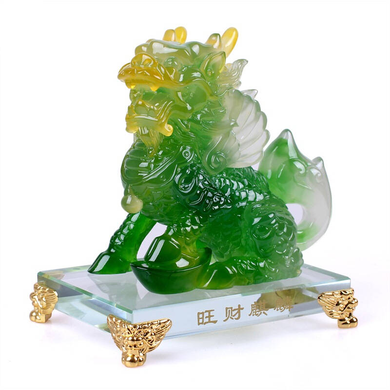 千艺坊 镇宅旺财麒麟摆件家居风水商务礼品j490绿色【图片 价格 品牌
