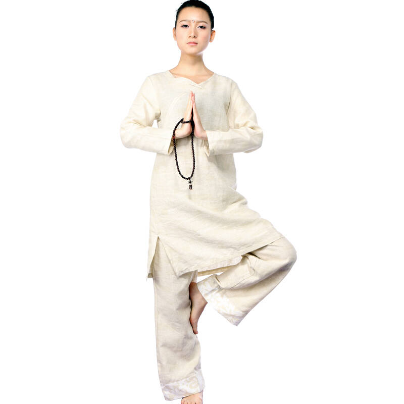 菩媞 新款亚麻高档瑜伽服套装女瑜珈大师服禅修服教练居士服 ja2461