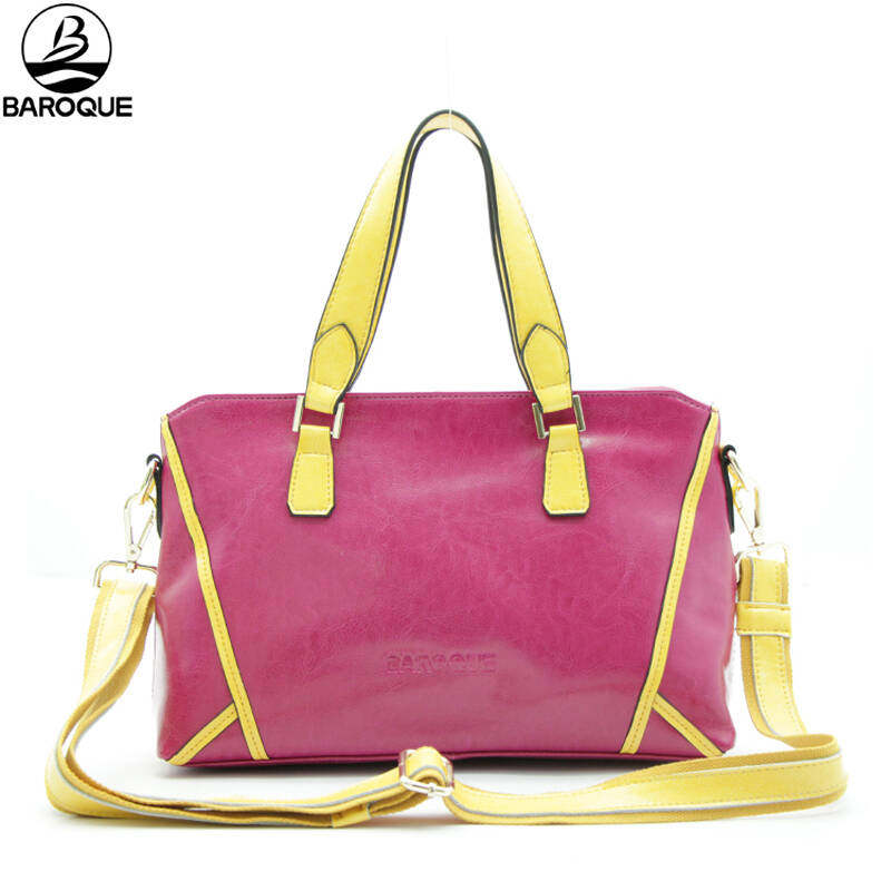 巴络克baroque潮流女包新款细纹欧美时尚撞色百搭真皮女包外贸单肩斜