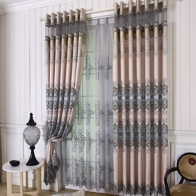 红山玉遮光窗帘 客厅卧室高档半遮光成品纱帘飘窗 窗帘布料特价 粉色