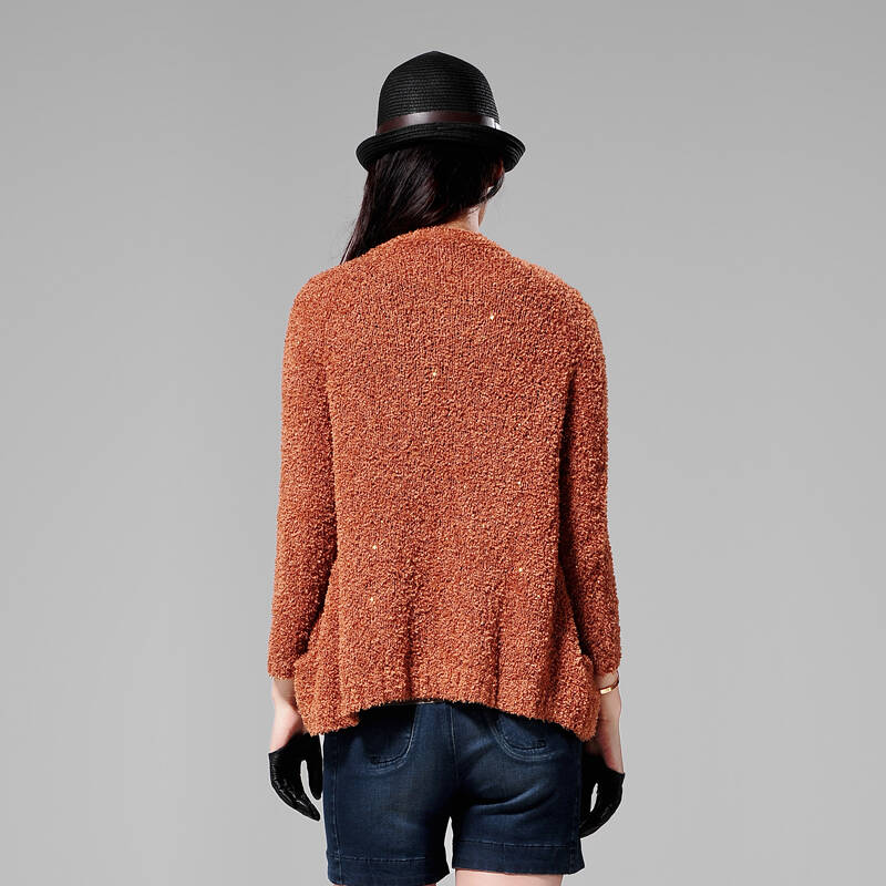 d3q2013春装新款 女式开胸衫 女装毛衣小开衫 粉咖色 m