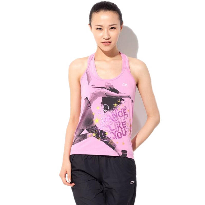 yt lining李宁女子健身系列时尚印花系够吊带背心 avsf028-2 m