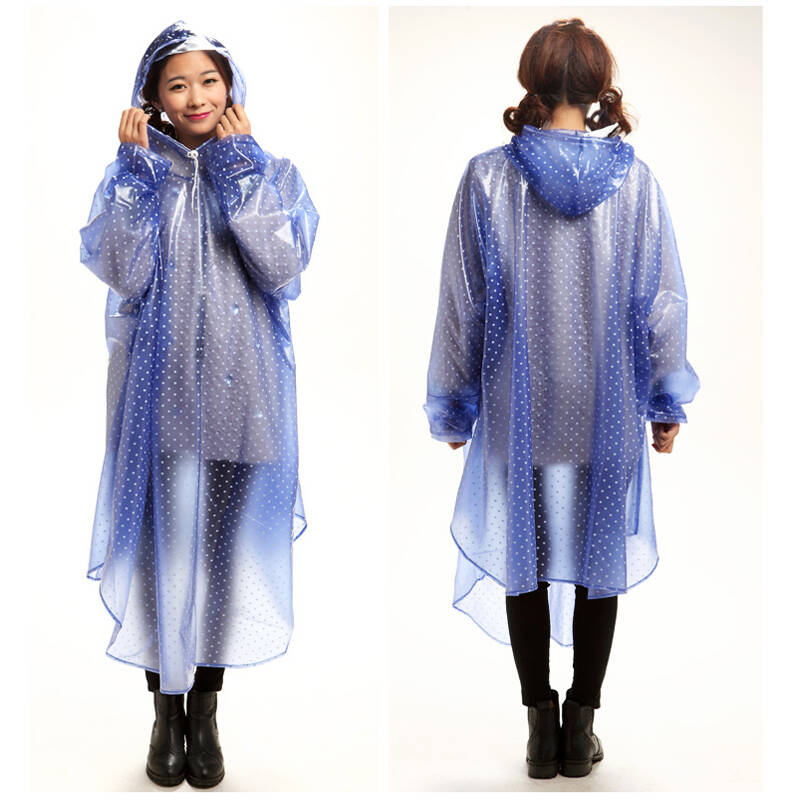 韩国时尚水晶雨衣透明点带袖雨披雨衣 电动车摩托车自行车成人雨衣