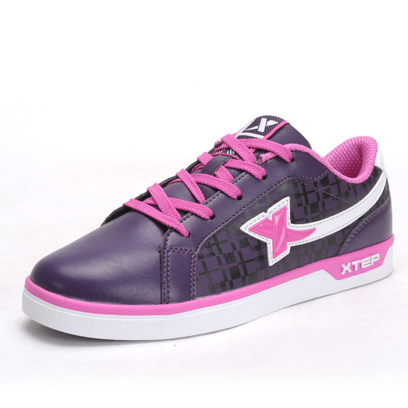 板鞋女式运动鞋 时尚运动休闲滑板鞋 特步女鞋 紫黑 37 - 京东