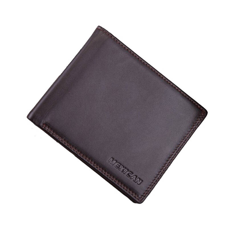 稻草人mexican 韩版休闲商务真皮短款横款男士两折钱包ed830142m-02咖