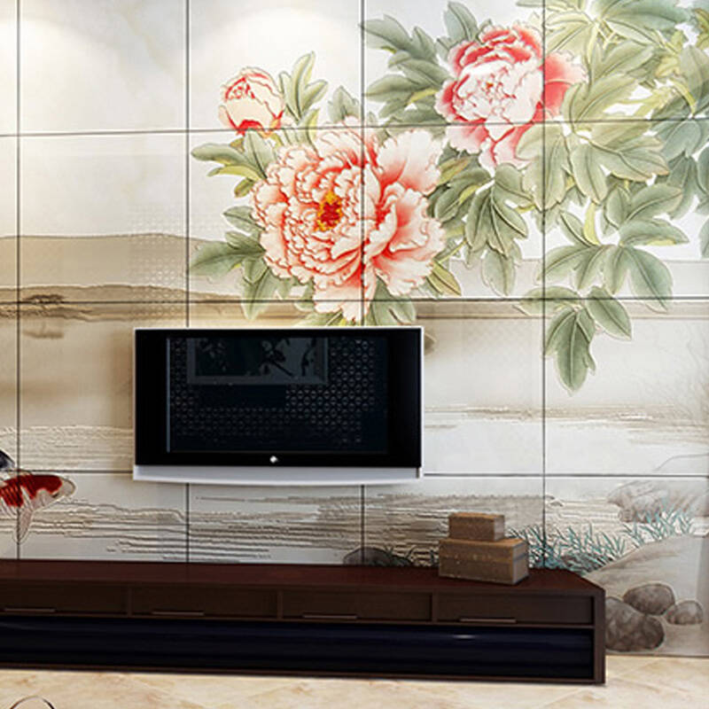 高恩 艺术背景墙 壁画电视背景墙 立体山水画 富贵临门bjq02g 平面