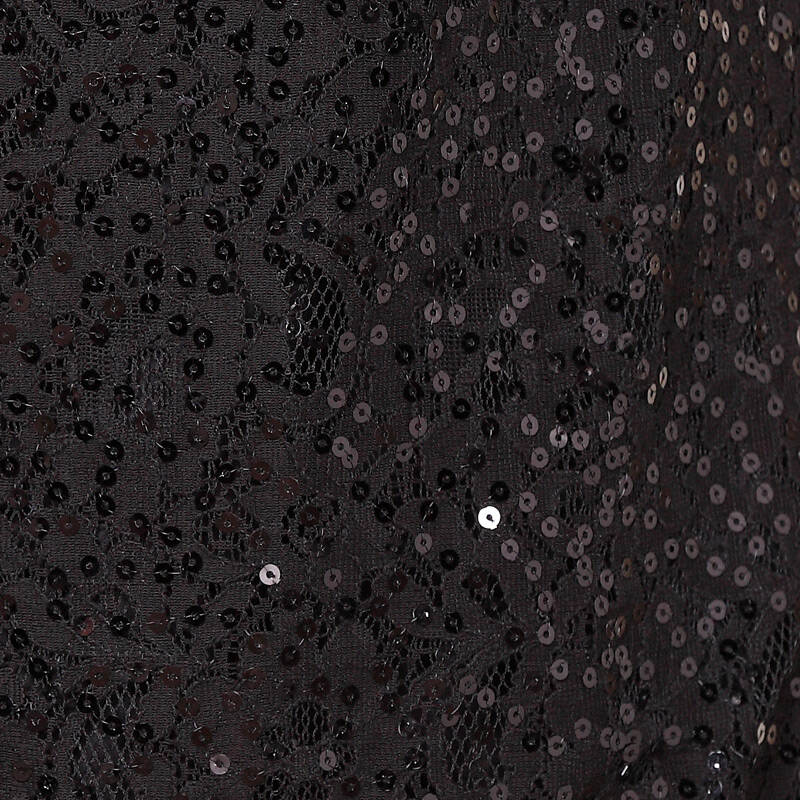 luxlead洛诗琳亮片蕾丝拼接雪纺修身连衣裙qdr00565 黑色 xl