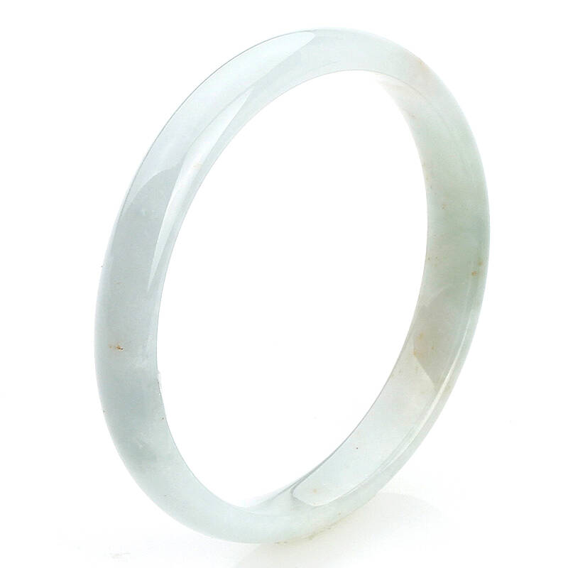 百和之源 天然a货翡翠冰糯种 细三色手镯 54mm 正品