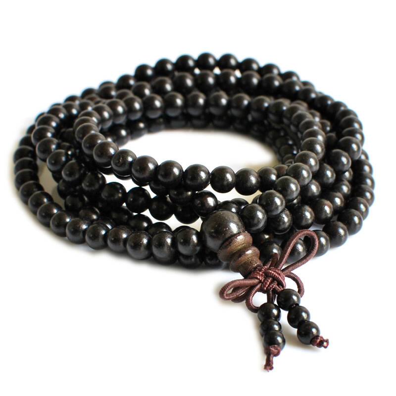 藏巴部落 正品印度黑檀木手链 紫光檀216颗佛珠手链 缠绕 情侣手链 送