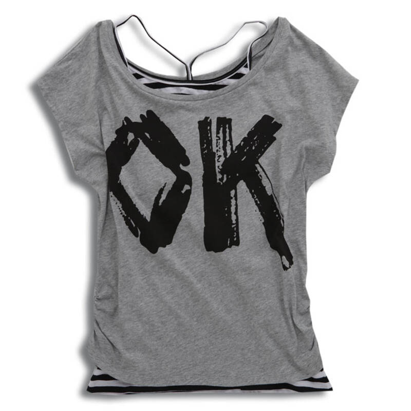 美特斯邦威 夏装新品女印花两件套一款多花短袖恤210940 银灰 145/72a