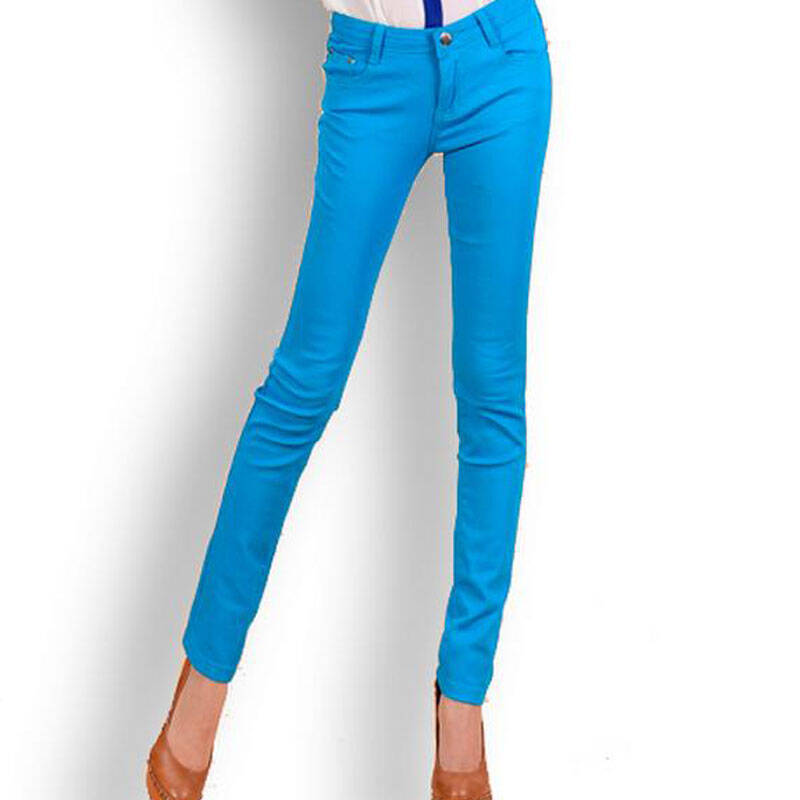 姿昵娅2014春装上新时尚韩版女休闲显瘦牛仔裤彩色铅笔裤糖果色小脚