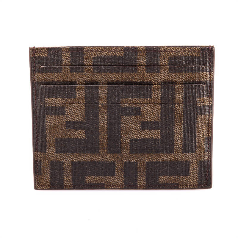 fendi 芬迪 男士pvc棕色双f标卡包 7m0164 vre f0b7l