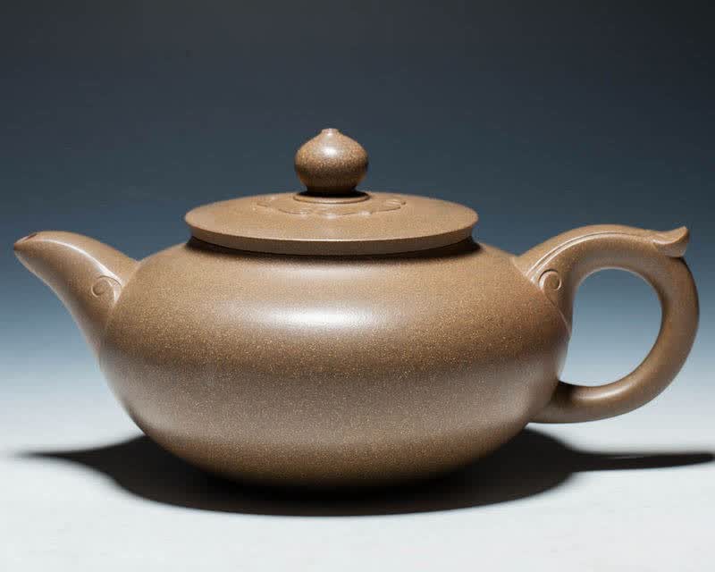 新寅陶艺 宜兴紫砂壶 如意壶 豆青泥 640cc