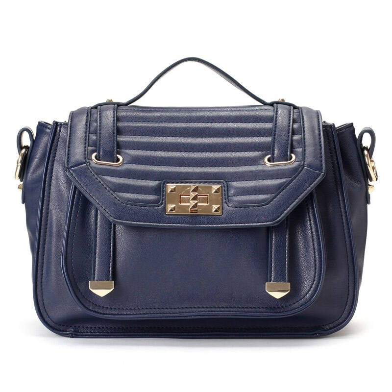 卡文冬季新款欧美机车皮带时尚女包ca31502 蓝色