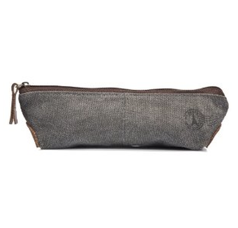 u-pick原品·生活旅行系列真皮帆布深灰色长形笔袋正品特价