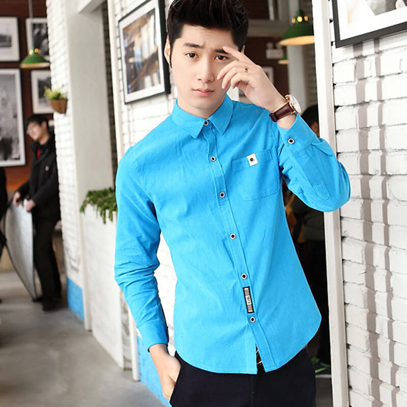 ldb 2014春季新款韩版修身长袖衬衫 男士休闲衬衫 男装灯芯绒衬衣男寸