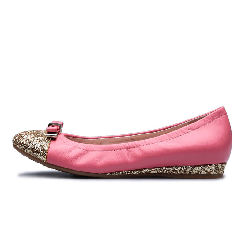 (kangnai)新品甜美女单鞋真皮套脚浅口蝴蝶结单鞋a51240003 真皮皮鞋