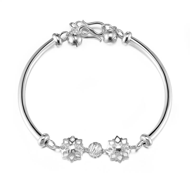 艾莉 手链女士纯银雪花铃铛情侣银饰品