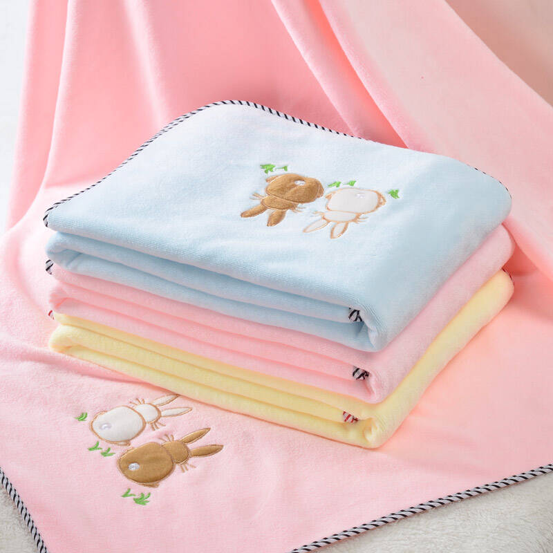 思侬家纺 新生儿毛巾被 纯棉婴儿毛巾被 儿童薄被子毛巾毯子 绣花包边
