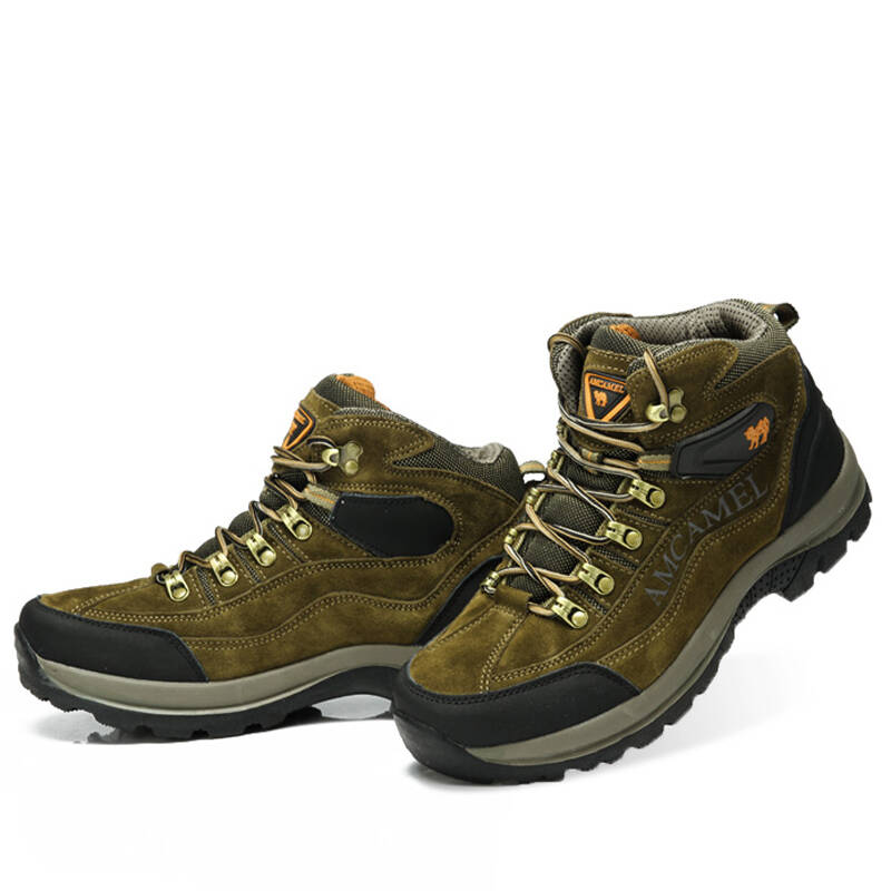 骆驼牌户外登山徒步运动休闲高帮鞋 卡其色 43