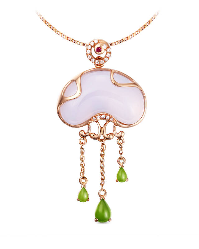 璧星 自然韵语 缠绵蚕豆 k金玉髓吊坠 kzdz150701