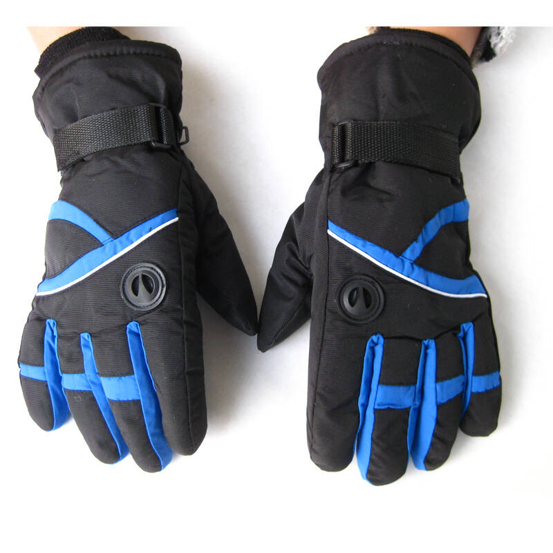 保暖手套冬季防风男士加棉滑雪手套6666 6668蓝色 男款-中指9cm掌宽9