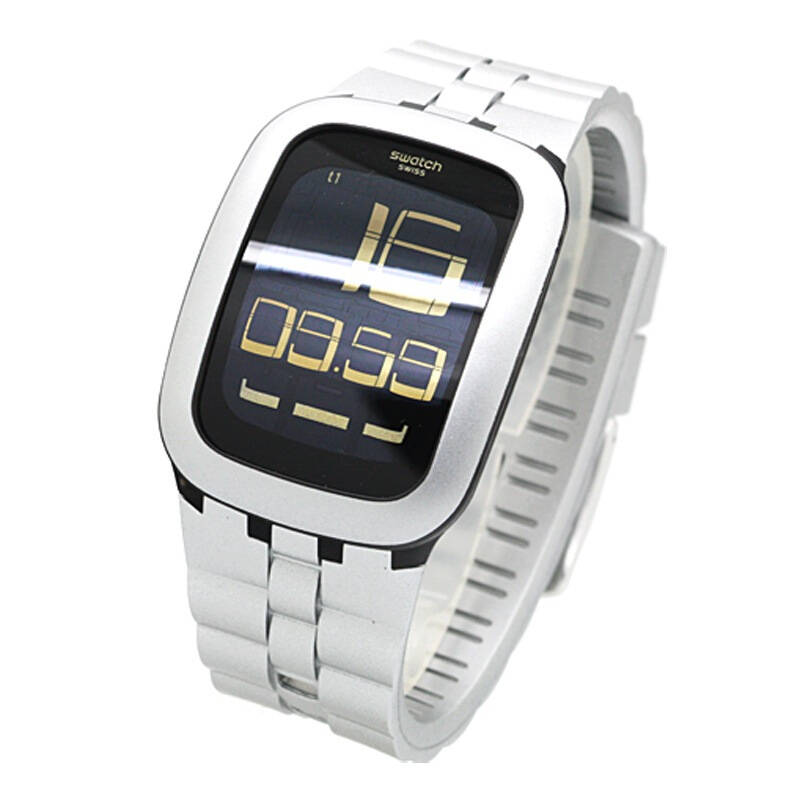 斯沃琪(swatch)手表 touch触摸数码系列电子中性表银色登陆surm100