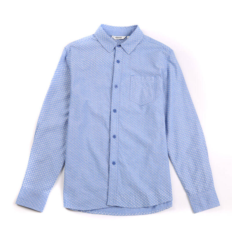 鸿星尔克erke男装运动时尚休闲纯棉长袖吸汗衬衫g 宝石蓝 2xl