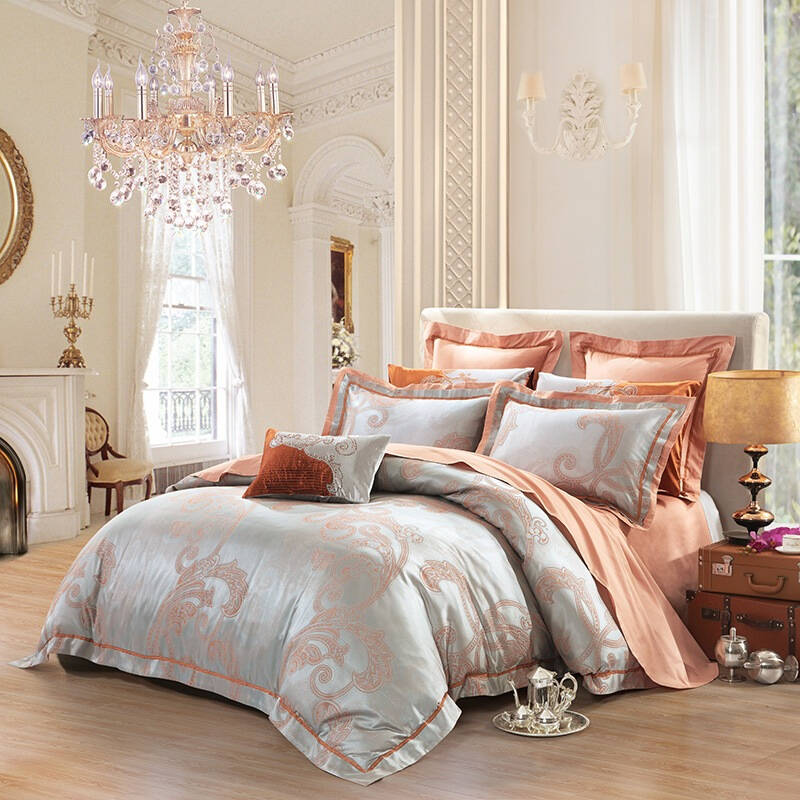 lovo 罗莱家纺六件套 贡丝棉大提花双人加大1.8米床卡斯特