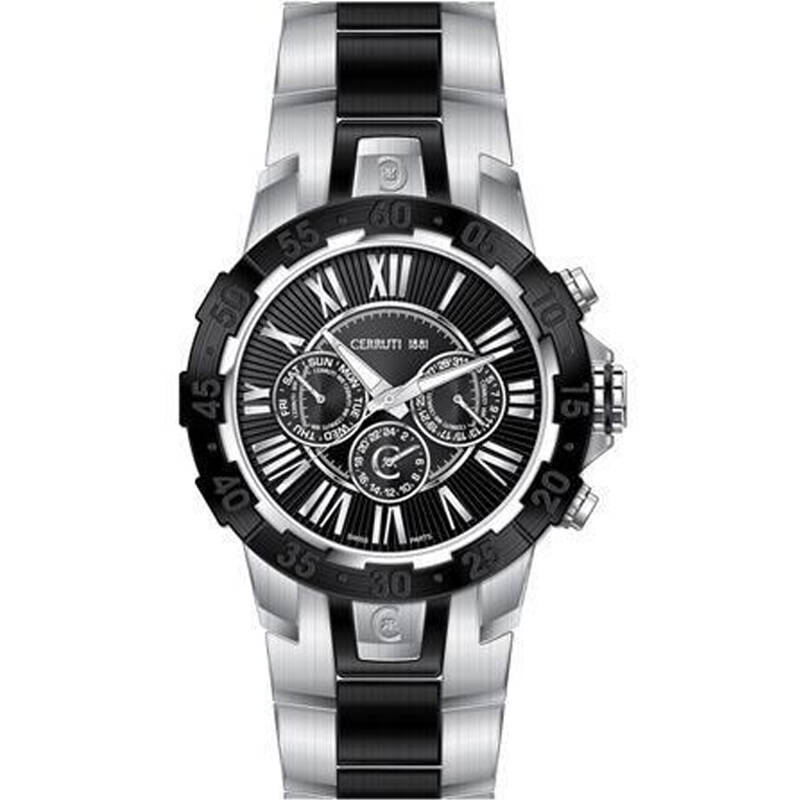 cerruti/切瑞蒂1881 复古格纹时尚男表 男士石英表cra050e221h 黑色
