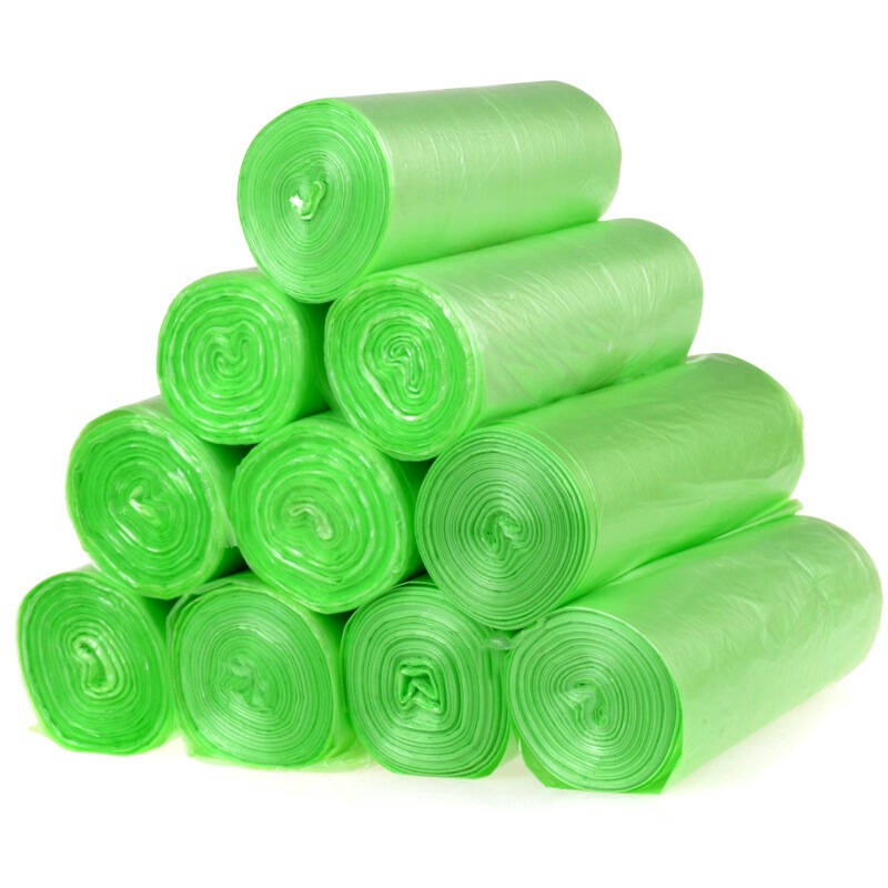 百草园 中号垃圾袋 清洁袋 加厚型10卷 45x55cm 绿色 自营