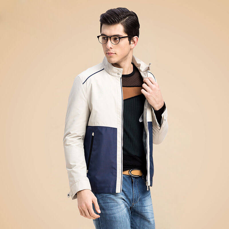 24下架 海澜之家 2014新款春装 撞色立领薄款夹克外套男hwjad1g041a