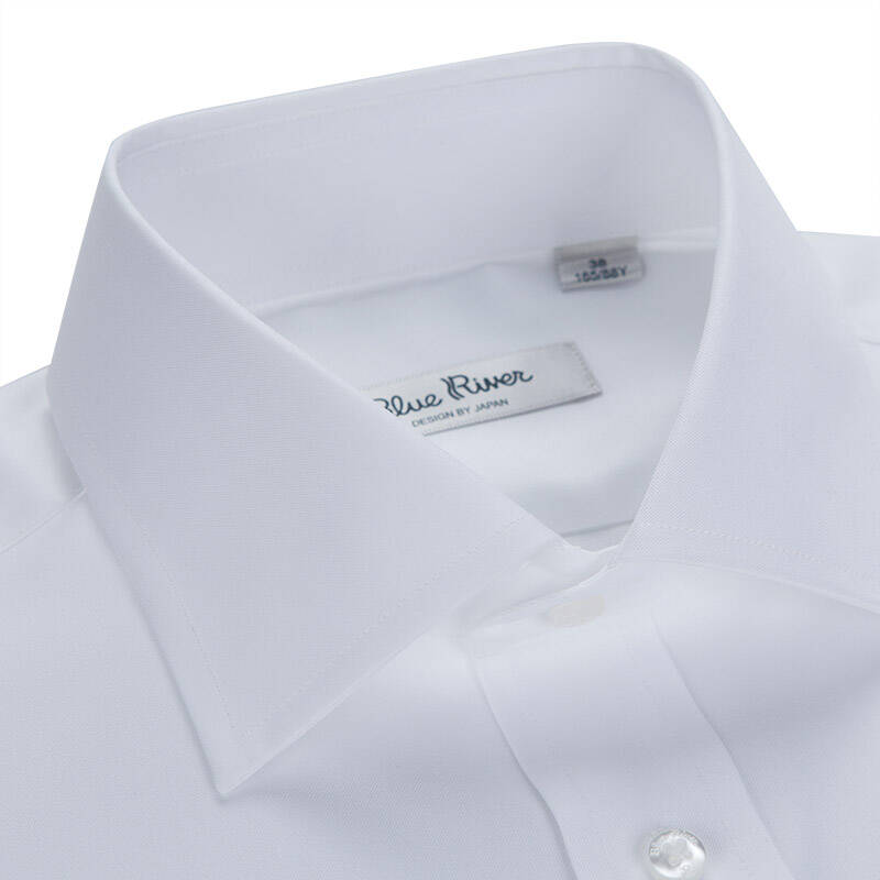 蓝河blueriver商务绅士正装男士短袖衬衫纯棉白色男装衬衣 bdxc025s
