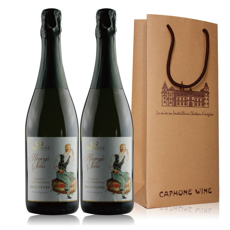 lindemans 澳大原瓶进口葡萄酒 利达民莎当妮/黑皮诺起泡酒双礼袋 750