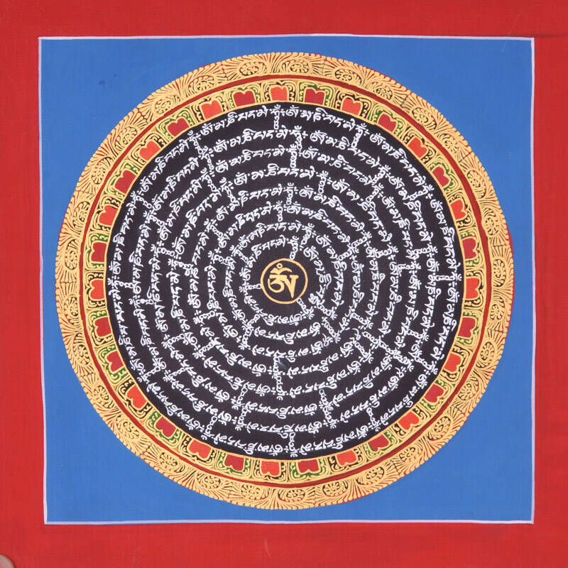 者梅 尼泊尔进口 时轮经 唐卡 天然矿物颜料 手绘 25*25cm tk004