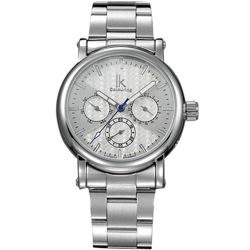 ik colouring 阿帕琦 钢带 全自动机械表 星期 日历 小秒盘 男士 手表