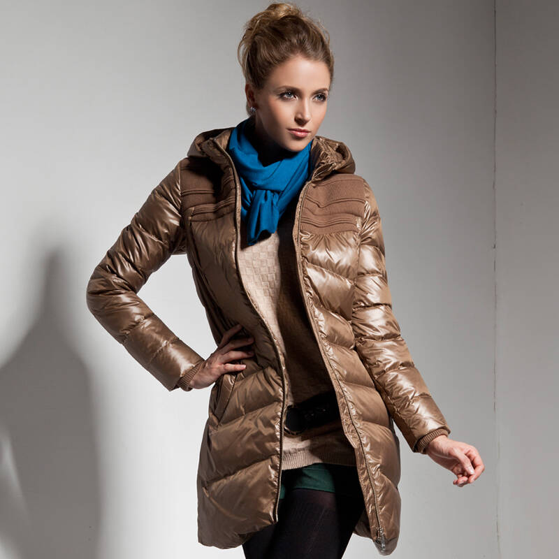 太阳谷 sunvalley 羽绒服 时尚韩版修身女装羽绒外套 1142 浅咖色 2xl