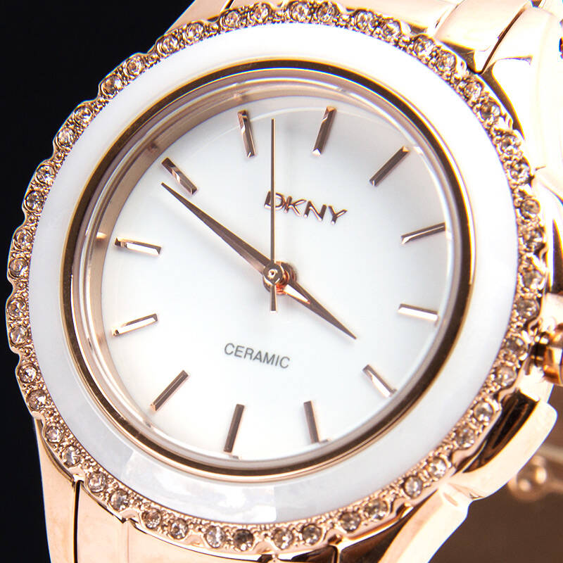 dkny 唐可娜儿 新款时尚休闲陶瓷晶钻女表 ny8818 ny8821 ny88 玫瑰金