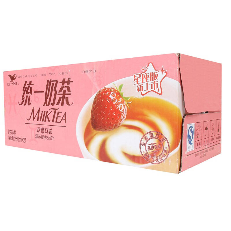 统一 奶茶(草莓)250ml*24盒/箱 整箱