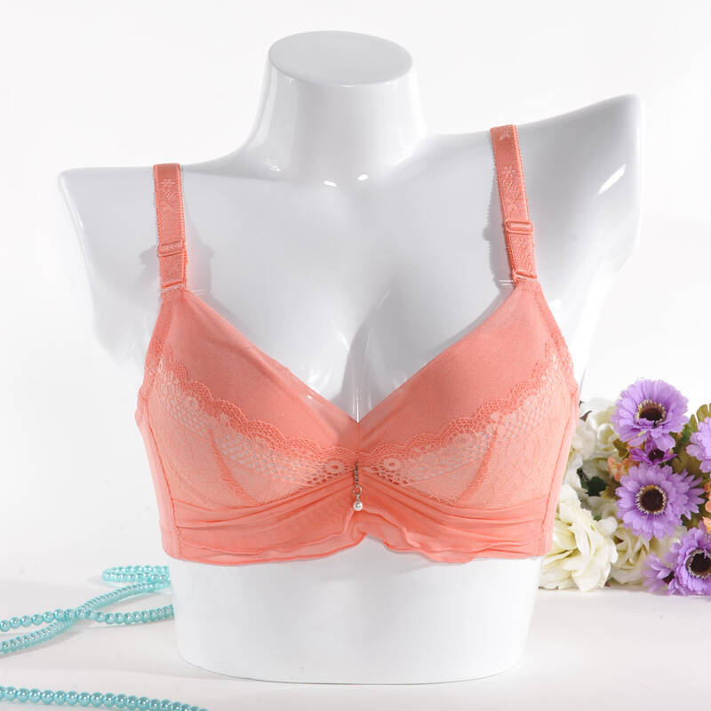 圣绯蕊sanfran 蕾丝加透气网双层设计 下扒荷叶边 典雅性感文胸