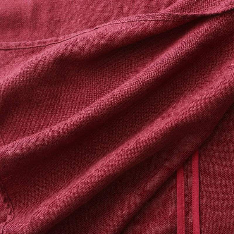 amii redefine2013新品纯亚麻大露肩袖开叉下摆连衣裙11300449 酒红色