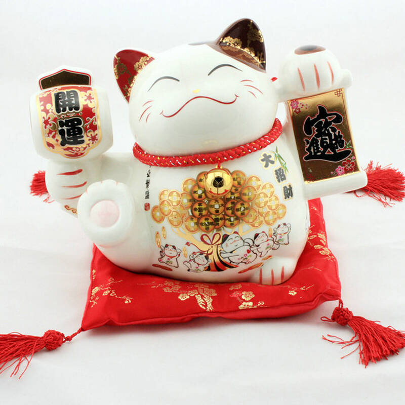 三合 招财开运祈福猫 高档陶瓷 大号招财猫存钱罐开业礼品 祈祷财运