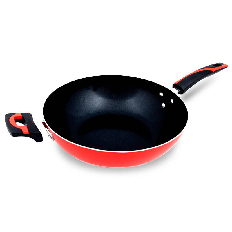 中康陶晶天然不粘炒锅 32cm zkct-32a1 32cm 红色 无烟更不粘 平底