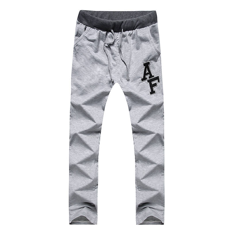 石人族夏季男装 韩版潮休闲裤男士修身小脚裤子337 浅灰色 xl(2.