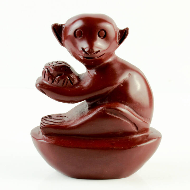 佑善阁开光莲猴献宝石雕摆件居家装饰手工艺品2014属蛇者开运助财吉祥