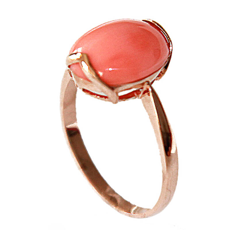 红珊丽人天然珊瑚戒指momo红珊瑚粉色戒指18k金镶嵌