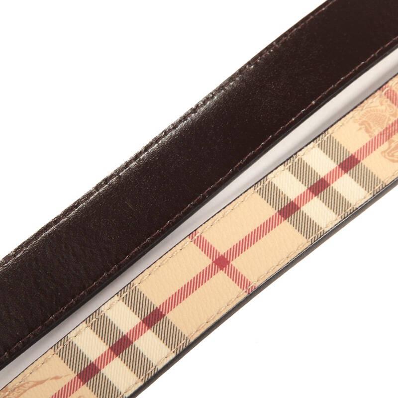 burberry 巴宝莉 男士米色格子pvc配皮针扣腰带 37896111 90cm